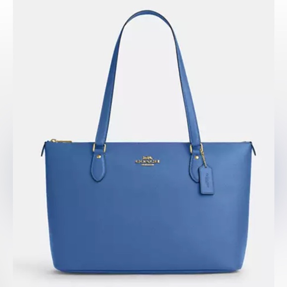 💙 Coach NWT Pacific Blue Gallery Tote Bag with Gold Hardware - Picture 1 of 7
